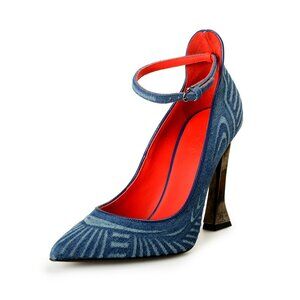 Scuderia Ferrari Women's "Denim Decollete" Denim Leather Pump Shoes US 7 IT 37